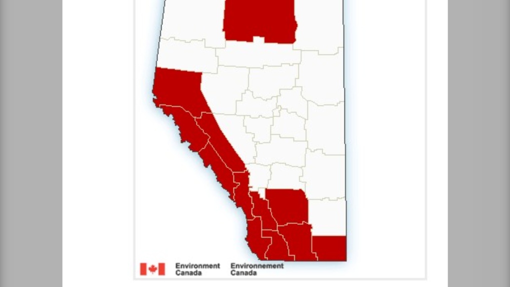 Alberta wind warnings Feb. 25, 2021