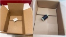 Photographs of small orders in large boxes delivered to viewers homes. 