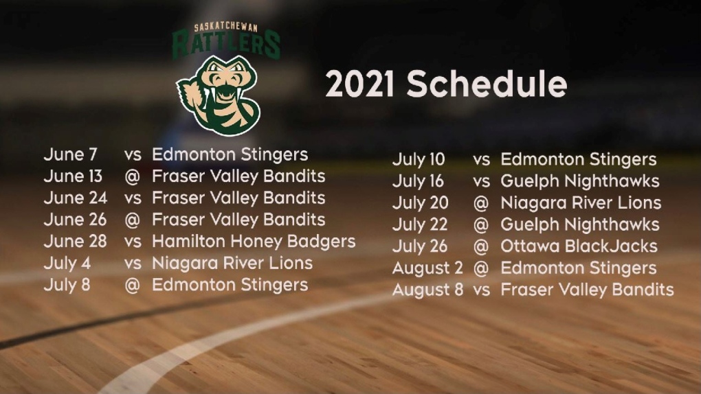 Saskatchewan Rattlers 2021 Schedule