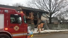 Townhouse fire investigation on Admiral Drive in London, Ont. on Feb. 27, 2021. (Brent Lale/CTV London)
