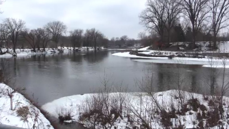Thames River in London Ont. on Feb. 27, 2021. (Brent Lale/CTV London)