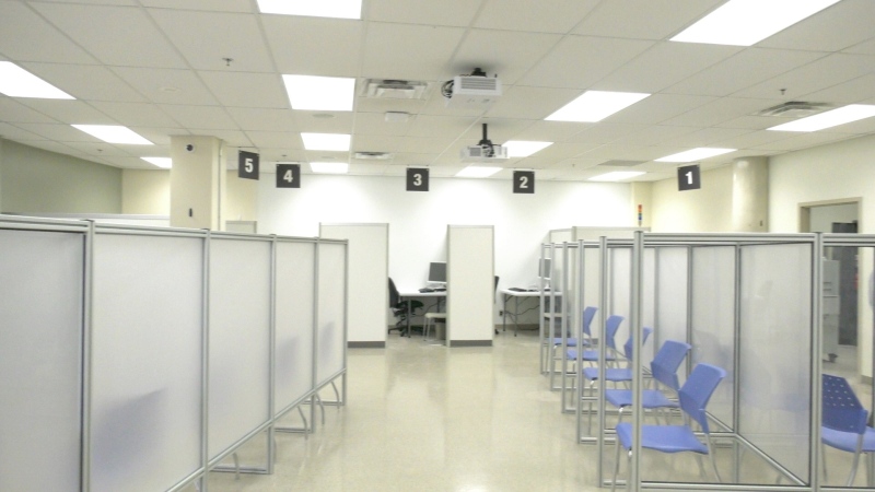 Once up and running, the Queensway Carleton Hospital's vaccination clinic will be able to vaccinate up to 1,000 people a day. (Katie Griffin/CTV News Ottawa) 
