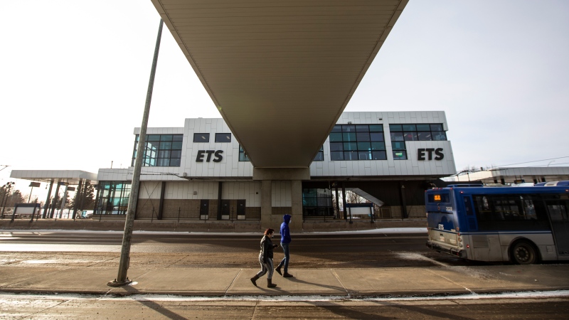 The Century Park LRT station is shown in Edmonton on Friday, February 26, 2021. A Black Muslim woman was recently threatened and subjected to racial slurs at the station. THE CANADIAN PRESS/Jason Franson