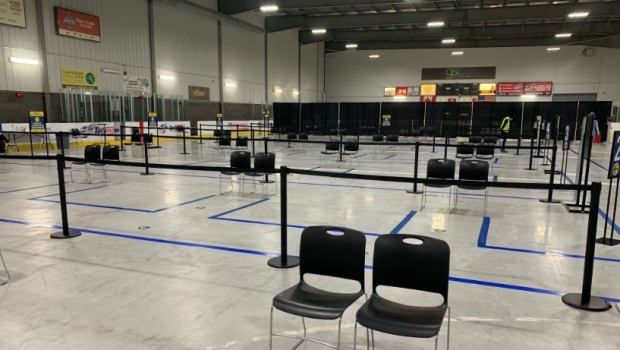 A look inside the COVID-19 vaccination clinic at the WFCU Centre in Windsor, Ont., on Wednesday, March 3, 2021. (Bob Bellacicco / CTV Windsor)
