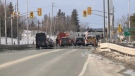 Emergency crews on the scene of a fatal crash on the Hwy. 417 off-ramp at Carp Road. (Mike Mersereau/CTV News Ottawa)
