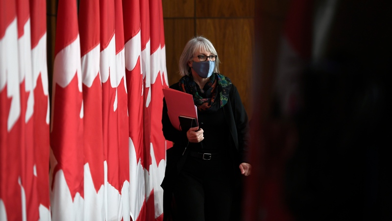 Minister of Health Patty Hajdu arrives for a news conference on the COVID-19 pandemic in Ottawa, on Friday, Dec. 4, 2020. THE CANADIAN PRESS/Justin Tang