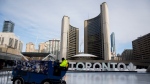 A Toronto city worker operates a Zamboni on the skating rink outside of Toronto City Hall on Saturday, Feb. 29, 2020. THE CANADIAN PRESS/Cole Burston