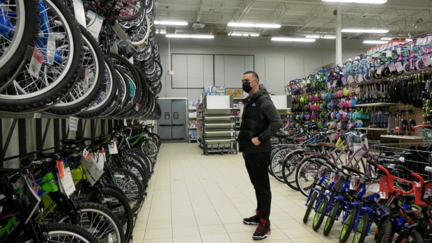 A shopper looks at products at Canadian Tire on March 2, 2021. (Rich Garton / CTV Windsor)