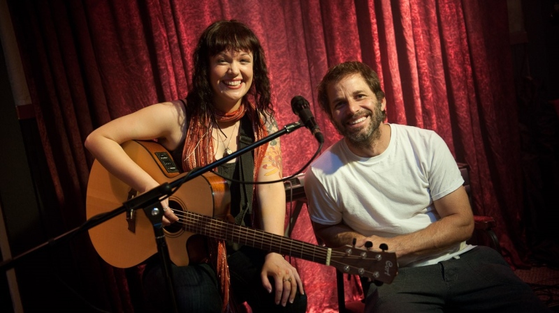 Nanaimo-born musician Allison Crowe is seen with Zack Snyder during the filming of Man of Steel: (Allison Crowe)