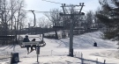A pair of skiers head up the chairlift to enjoy a day at Boler Mountain in London, Ont. on Tuesday, March 9, 2021. (Sean Irvine / CTV News)