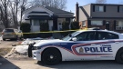 A stabbing investigation in London, Ont. on Tuesday, March 9, 2021. (Jim Knight/CTV London)