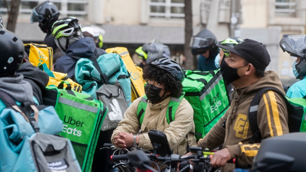 Delivery riders protest in Madrid