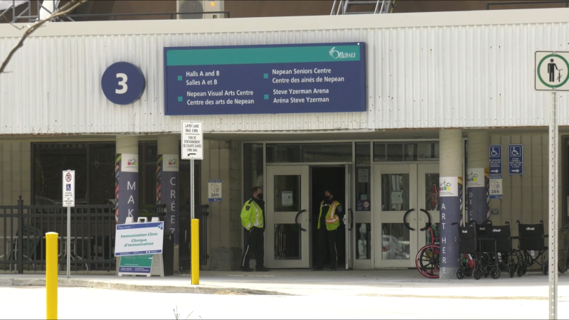 The COVID-19 vaccination clinic located at the Nepean Sportsplex. (Jeremie Charron/CTV News Ottawa)