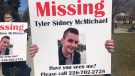 Sign made to help find missing man, Tyler Sidney McMichael - Sunday, March 14, 2021 (Jordyn Read / CTV News)