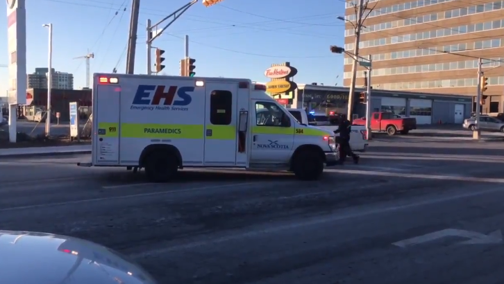 Police say the 75-year-old man was crossing Young Street in a crosswalk when a pickup truck, that was turning east onto Young Street from Kempt Road, struck him. (Photo via Carl Pomeroy/ CTV Atlantic)