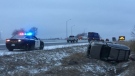 OPP responded to multiple crashes along Highway 401 near London, Ont. on Tuesday, March 16, 2021. (Source: OPP West Region / Twitter)