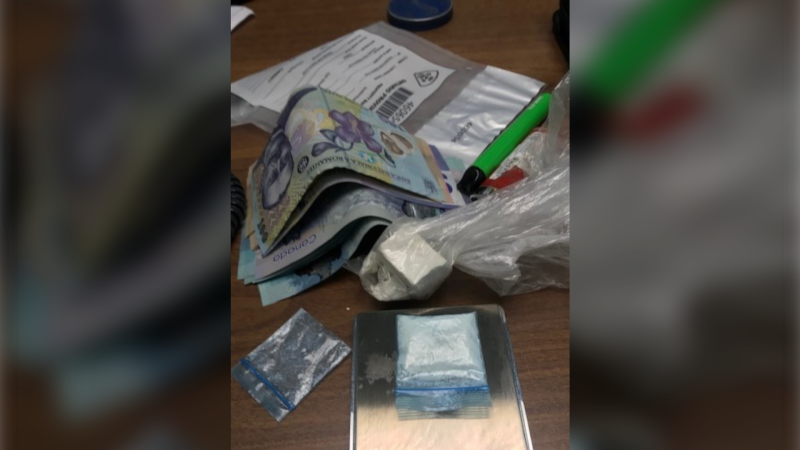 Evidence seized after a vehicle investigation in Belle River, Ont. on Tuesday, March 9, 2021. (courtesy Essex County OPP)