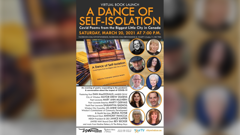 Poster for release of poetry book 'A Dance of Self-Isolation' featuring poems by Windsor's mayor and poet laureates. (courtesy City of Windsor)