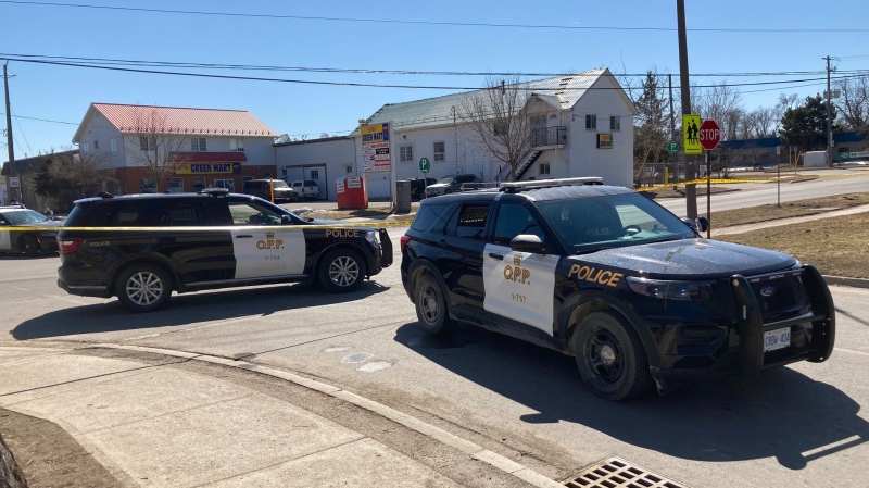 OPP at the scene of a deadly stand-off and hostage-taking in Orangeville, Ont. on Sat. March 20, 2021 (Chris Garry/CTV News)