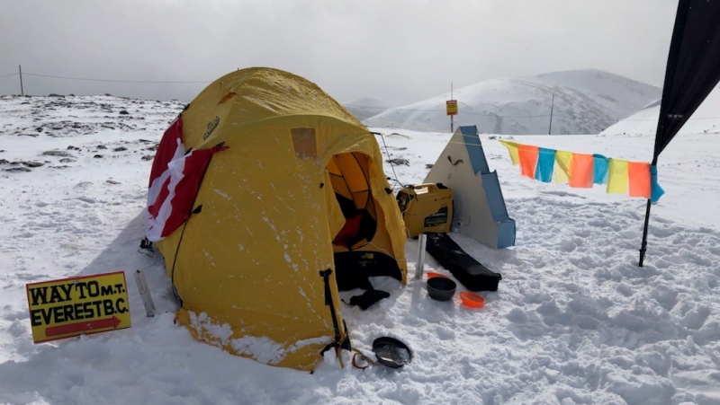 Leo Namen's mock Mount Everest Base Camp at Marmot Basin in Jasper (Courtesy of Leo Namen).