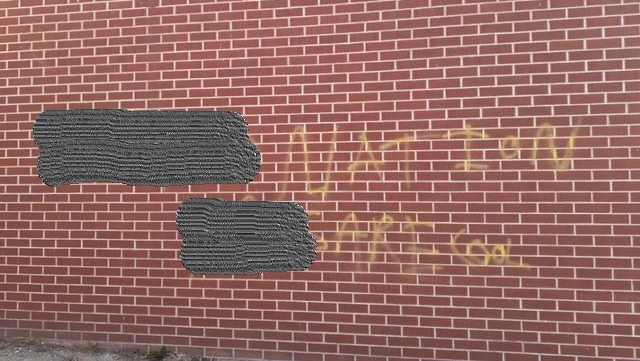 Vandalism on a building in Fergus