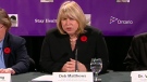 Ontario Health Minister Deb Matthews speaks from the MaRS (Medical and Related Sciences) Centre in downtown Toronto, Friday , Nov. 6, 2009.