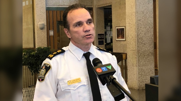 Winnipeg Police Chief Danny Smyth speaks to media on March 26, 2021.