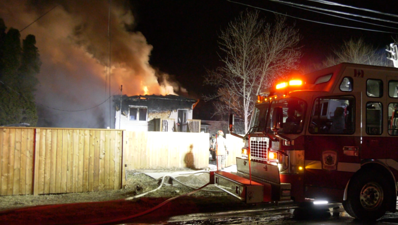 The Saskatoon Fire Department responded to back-to-back structure fires in the early hours of March 28. (Ryan Fletcher/CTV Saskatoon)