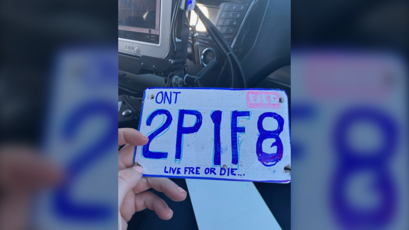 Kingston police Sgt. Steve Koopman shared a photo of a fake licence plate found on a motorcycle. (Photo courtesy: Twitter/SgtKoopman)