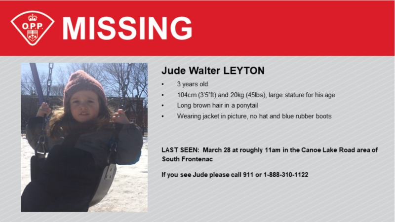 The OPP says Jude Walter Leyton was last seen on Sunday, March 28 in South Frontenac. (Photo courtesy: Ontario Provincial Police)