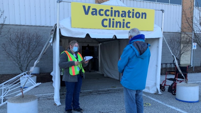 New COVID-19 vaccination site in Amherstburg, Ont., on Monday, March 29, 2021. (Bob Bellacicco / CTV Windsor)