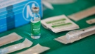 A vial of the AstraZeneca COVID-19 vaccine is seen with injection supplies at a clinic in Winnipeg, Friday, March 19, 2021. THE CANADIAN PRESS/John Woods