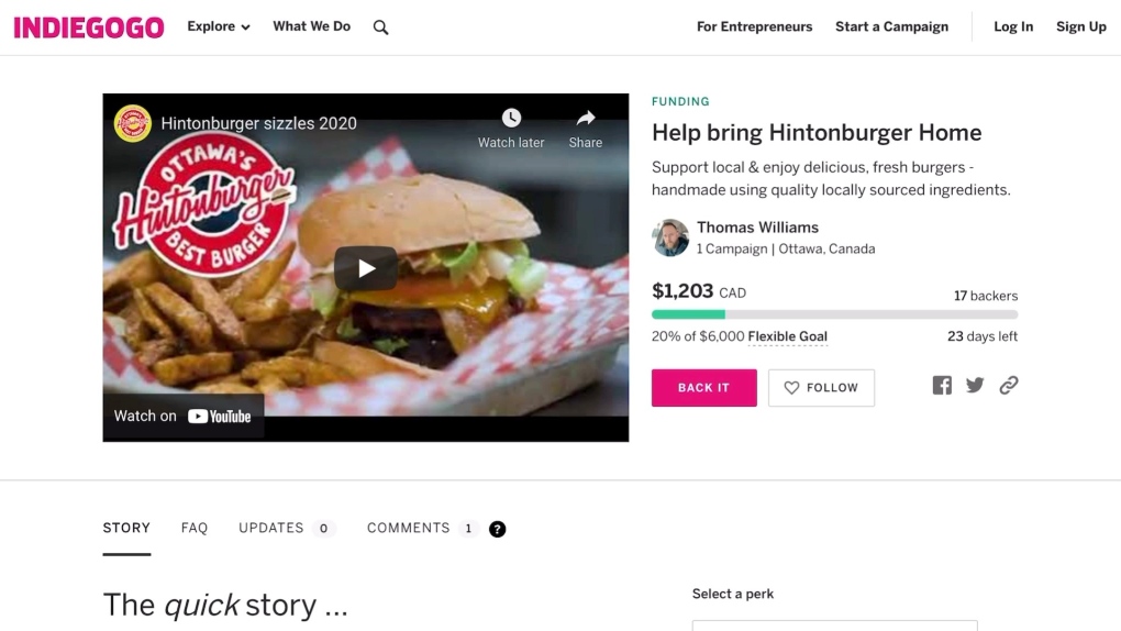 Hintonburger Indiegogo