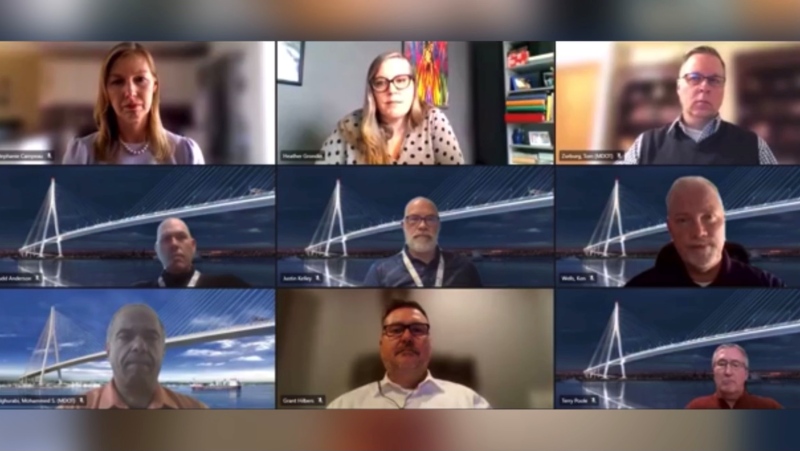 Windsor-Detroit Bridge Authority and Bridging North America hosted an online community meeting Wednesday, March 31 (Alana Hadadean / CTV News)