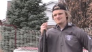 Mark Woolley Owen Sound Attack defenceman in his hometown of St. Thomas, Ont. on April 5, 2021. (Brent Lale/CTV London)