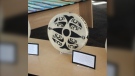 A drum made by a student during the Legacy Drum Project at Belmont Secondary School is shown: (Belmont Secondary School)