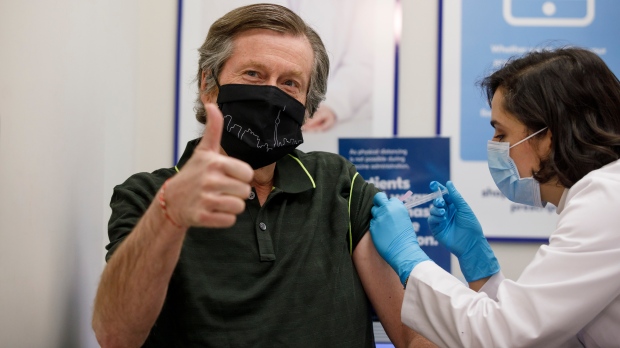Toronto Mayor John Tory receives first dose of AstraZeneca COVID-19 vaccine