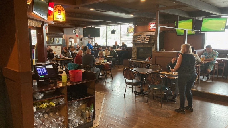 The Crown and Anchor Pub in north Edmonton remained open for indoor dining despite public health restrictions prohibiting that (CTV News Edmonton/Dave Mitchell).