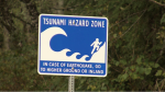 A tsunami hazard zone sign is pictured on Vancouver Island: (CTV News)