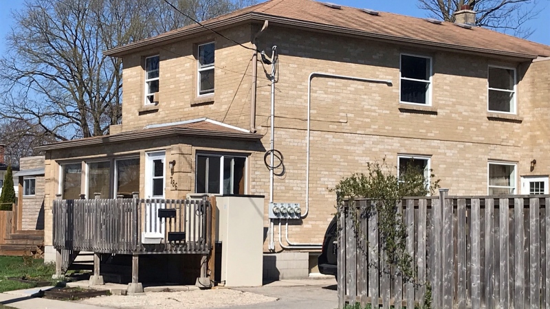 A teen was injured in a shooting on Walker Street in London, Ont., as seen Wednesday, April 14, 2021. (Sean Irvine / CTV News)