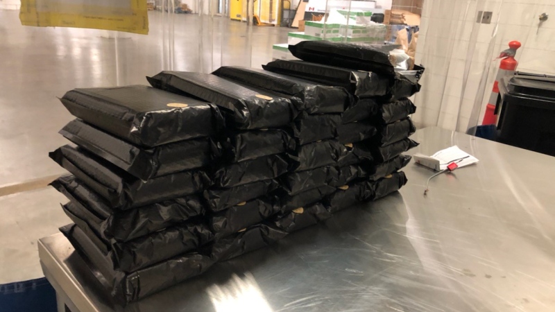 62 kilograms of cocaine worth $3.5 million seized at the Blue Water Bridge in Point Edward, Ont. on March 31, 2021. (RCMP/Supplied)