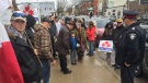 Anti-lockdown protest in Strathroy, Ont. on April 15, 2021. (Bryan Bicknell/CTV London)