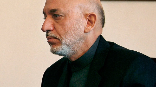 Afghan President Hamid Karzai looks on during a meeting in Kabul, Afghanistan, on Sunday, Nov. 8, 2009. (AP / Jerry Lampen, Pool)
