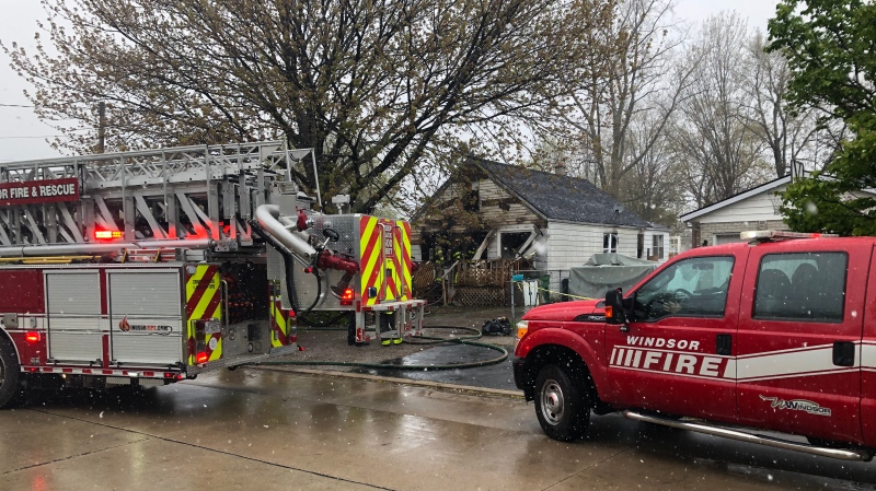 Fire crews quickly put out a house fire in the 1800 block of Balfour Boulevard in Windsor, Ont. on Tuesday, April 20, 2021. (Angelo Aversa/CTV Windsor)