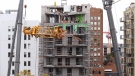 The final pieces of a crane, shown in a handout photo, that collapsed onto a building in Halifax last month, during post-tropical storm Dorian, have been removed. A government release says the pieces that were lying on the top storey of the Olympus building were removed Saturday, Oct.26, 2019. THE CANADIAN PRESS/Nova Scotia Government 