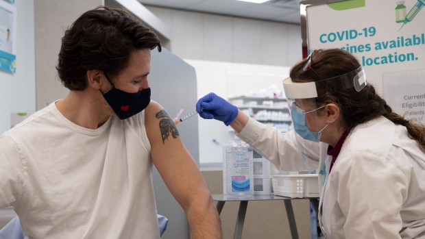 'Very excited': Prime Minister Trudeau receives first dose of COVID-19 AstraZeneca vaccine 