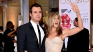 Justin Theroux got some useful advice when it came to being in the spotlight while he was married to Jennifer Aniston. The couple is seen here in 2015. (Kevork Djansezian/Getty Images)