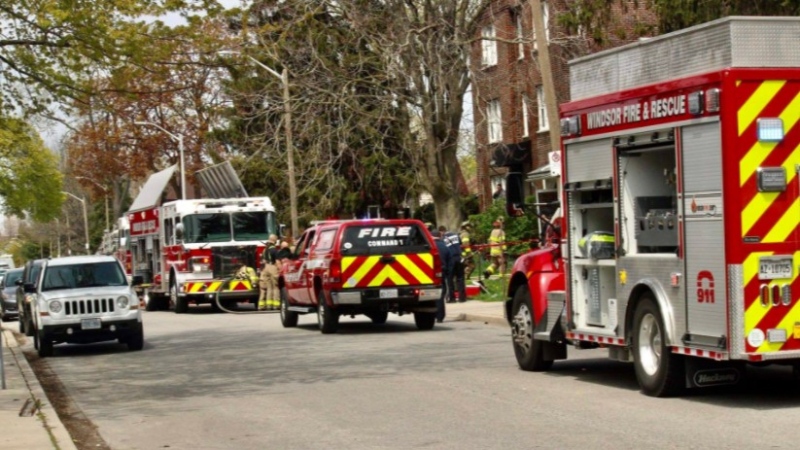 Multiple units responded to a fire in the 1600 block of Goyeau Friday, April 23, 2021. (Courtesy _OnLocation_ / Twitter)