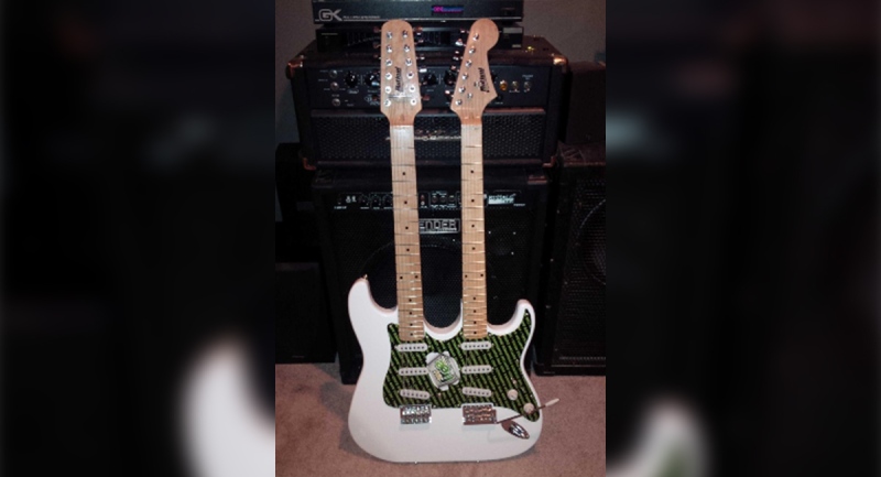 A guitar stolen from a London, Ont. business on Tuesday, April 20, 2021 is seen in this image released by the London Police Service.
