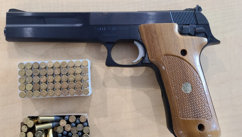 A reported stolen Smith and Wesson handgun and ammunition. (Courtesy LPS)